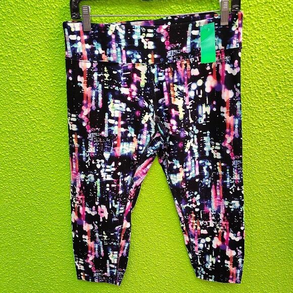 Calvin Klein Black and Pink Leggings with Abstract Design - Picture 1 of 2